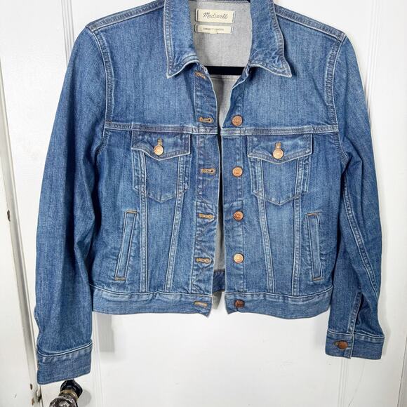 Madewell The Shrunken Stretch Jean Denim Jacket Classic Style Layering Blue S - Picture 5 of 15